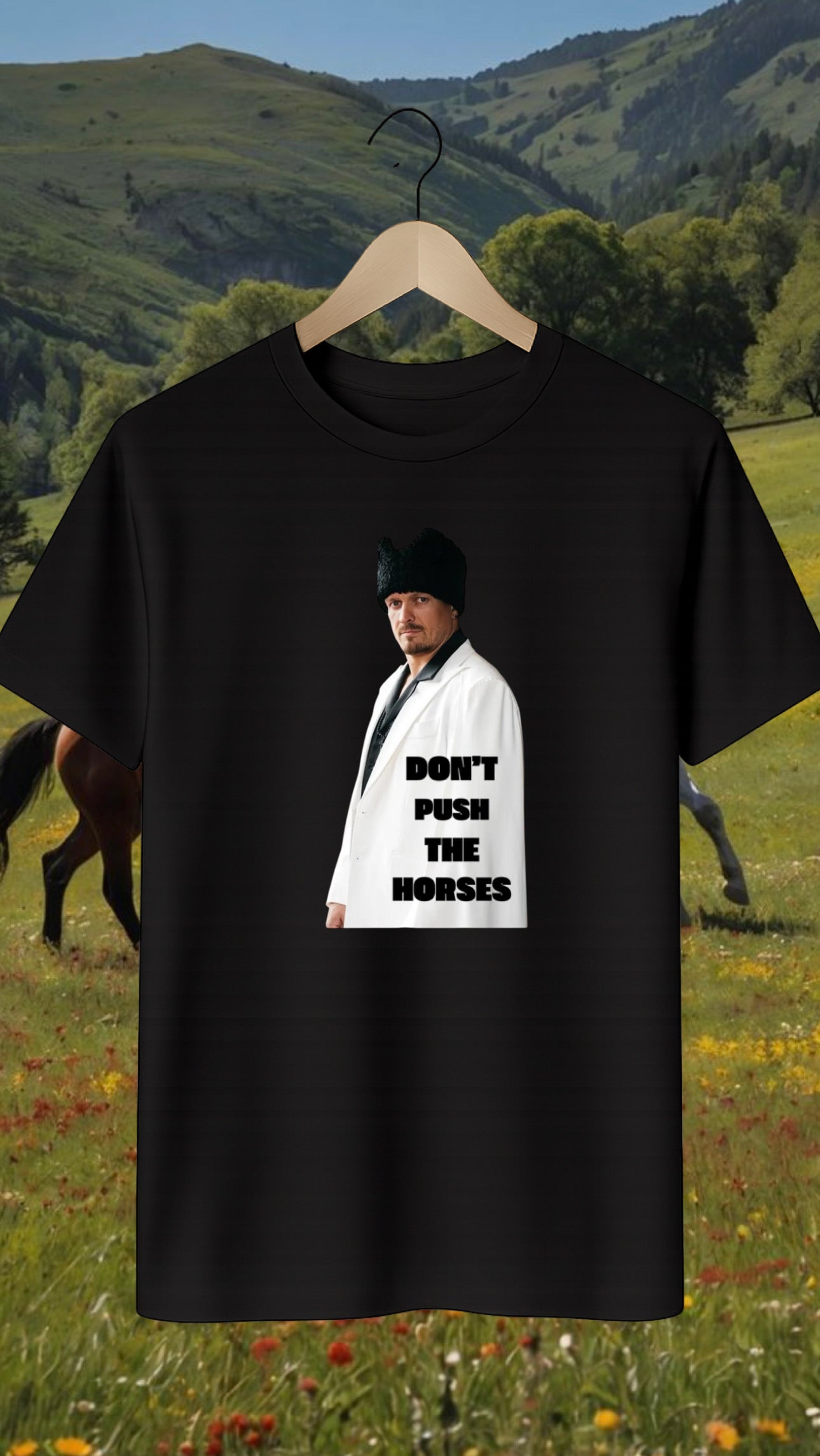 Don’t push the horses printed t-shirt