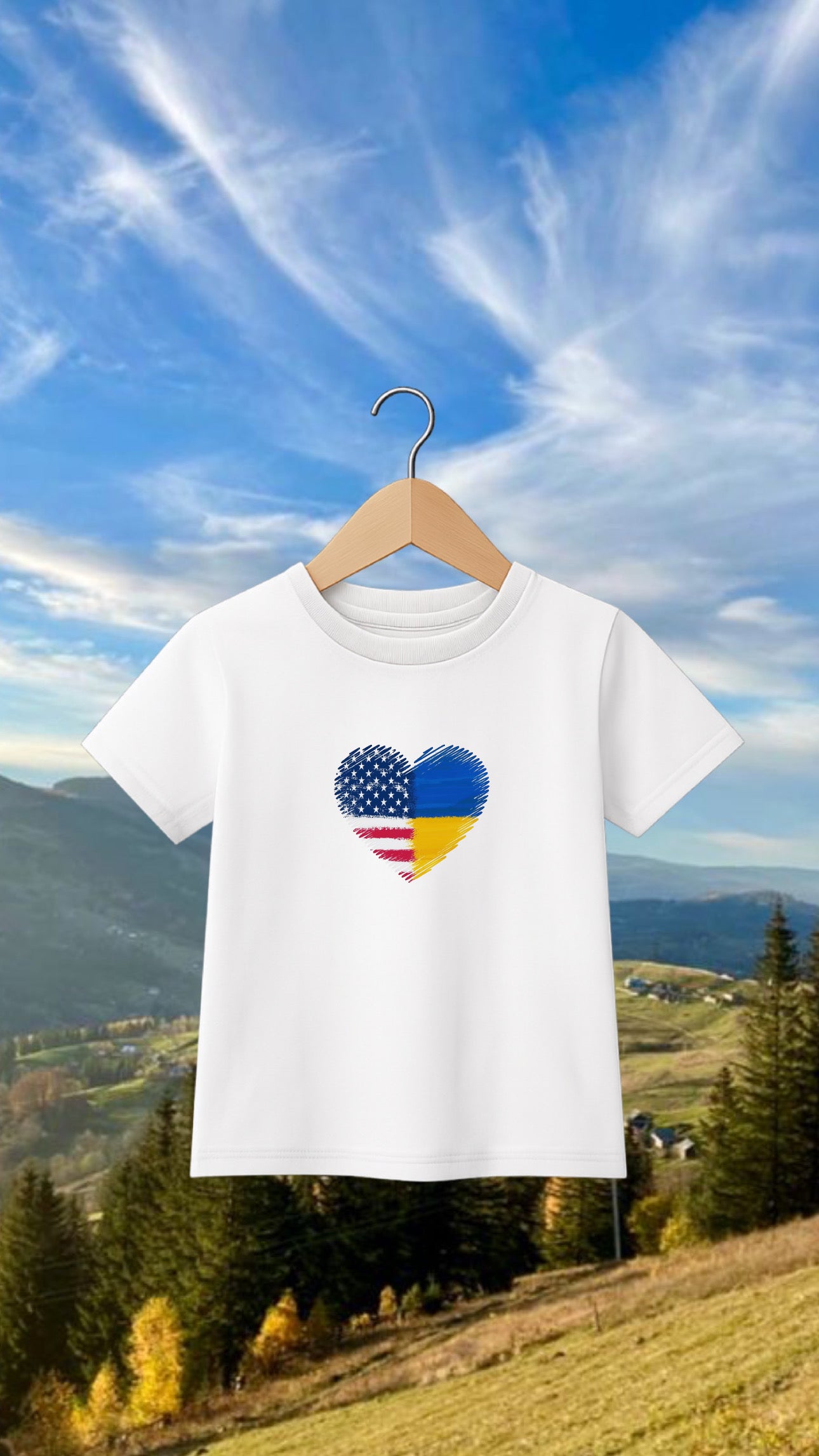 Printed ukrainian kids t-shirt ukr usa heart