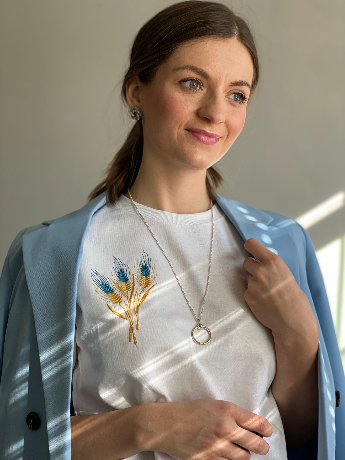 embroidery ukrainian t-shirt ears of wheat patriotic design