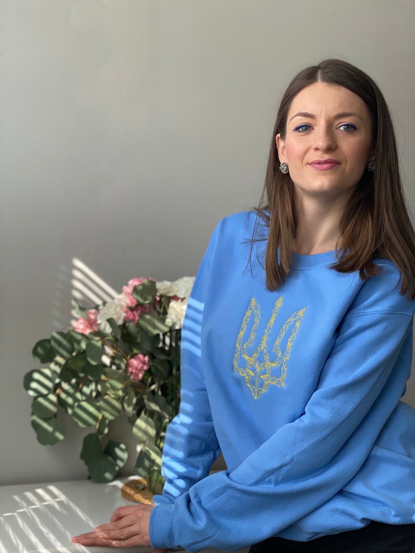 embroidered sweatshirt ukrainian trident