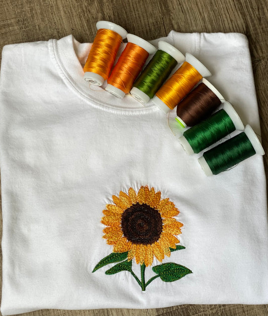 Embroidered sunflower t shirt