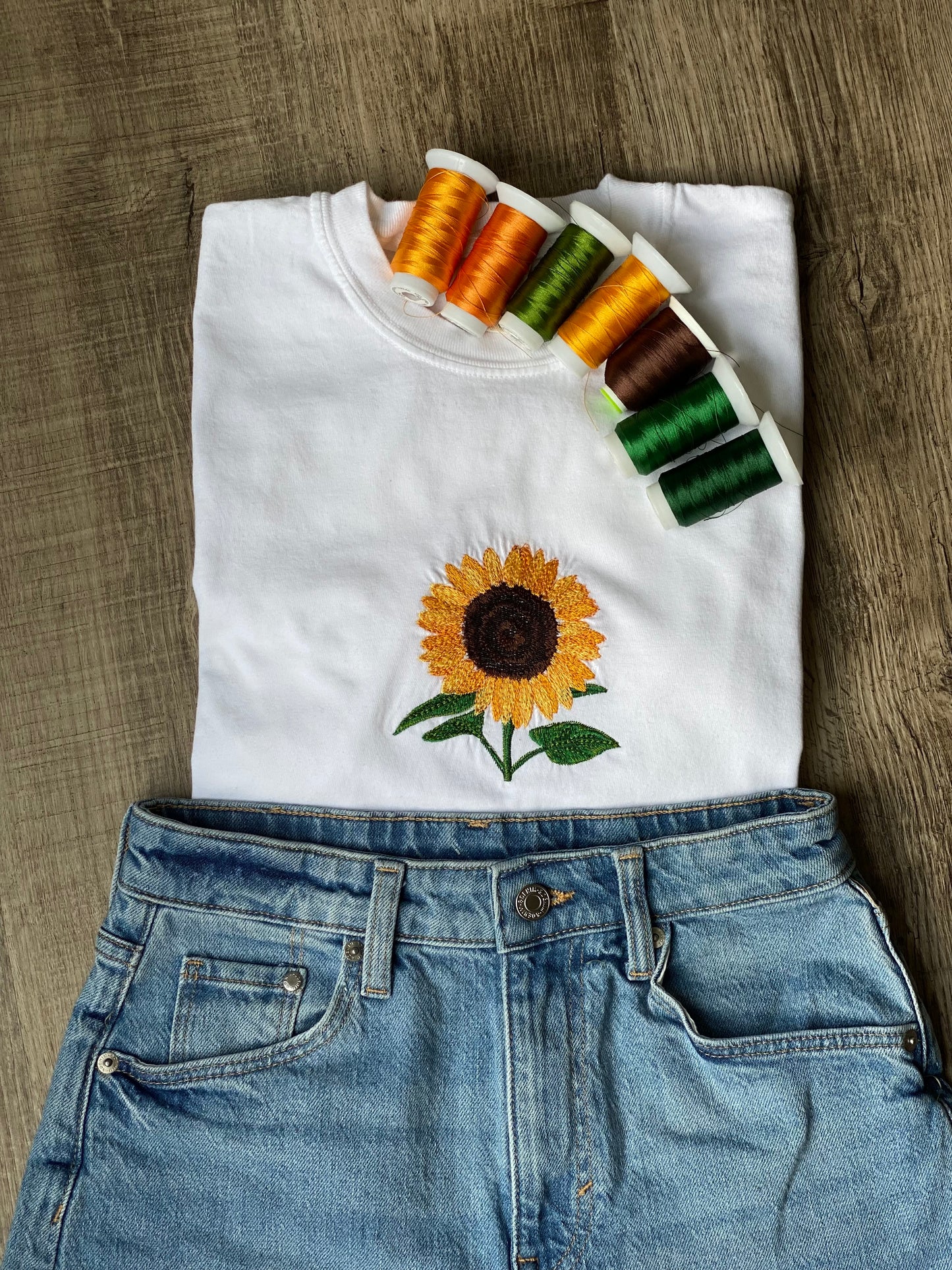 Embroidered sunflower t shirt