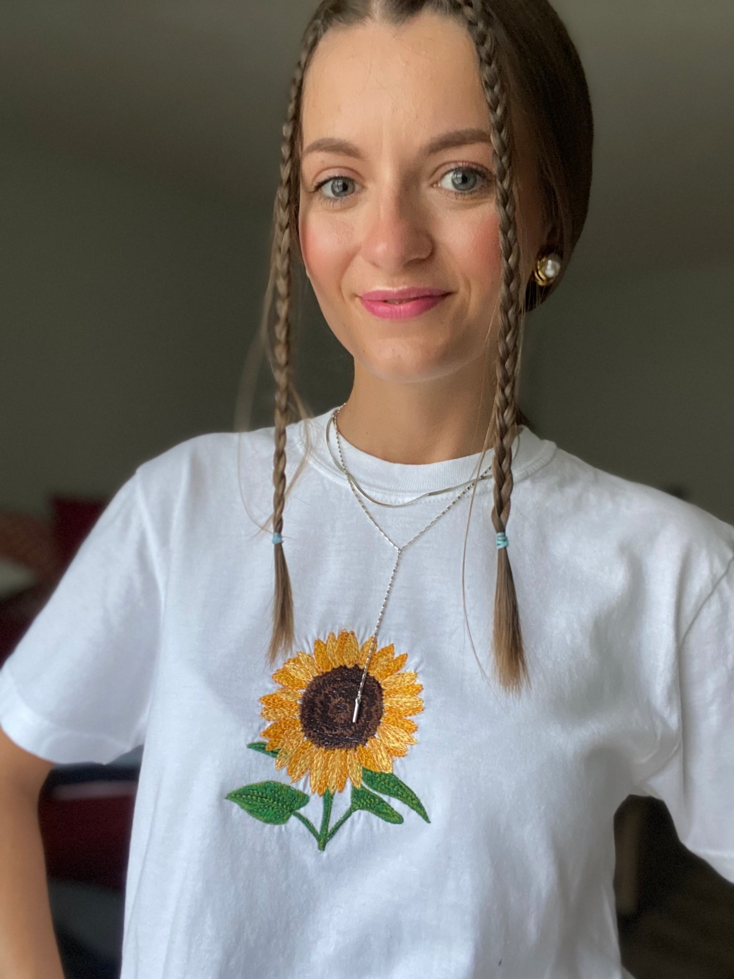 Embroidered sunflower t shirt